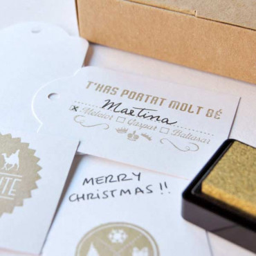 DIY Christmas decoration for wrapping gifts and Holiday stationery