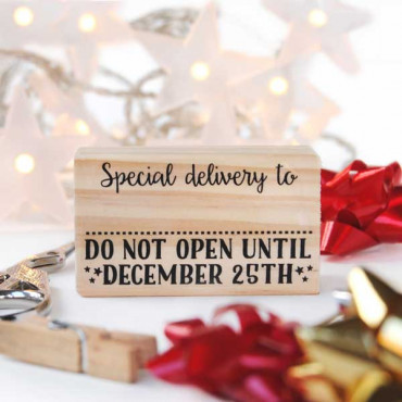 Christmas rubber stamp Do not open until December 25th in different languages