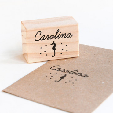 custom clothing stamp with sea horse silhouette and 2 ink pads by biterswit