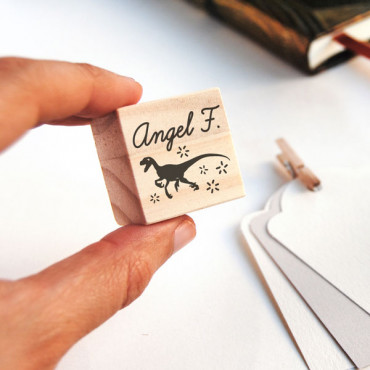 Velociraptor custom dinosaur stamp for children