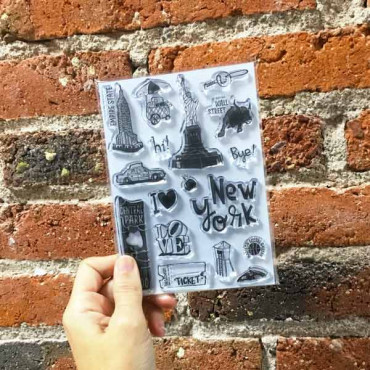 Sellos ilustrados scrapbooking album viaje Nueva York por Sira Lobo para biterswit