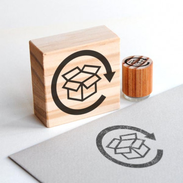 Sello de madera con icono Reciclable
