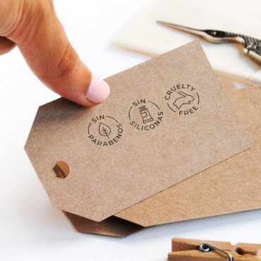 Natural Cosmetics Icon Stamps in Spanish.