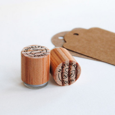 Natural cosmetics icon stamps in Catalan. adding a personal touch to your beauty shop's packaging