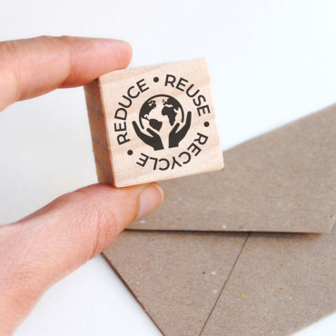 rubber stamp reuse reduce recycle in multiple languages ​​for sustainable packaging by biterswit