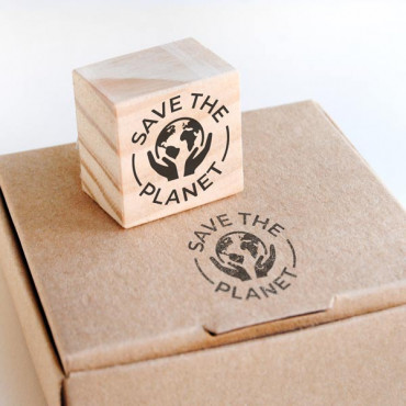 save the planet rubber stamp
