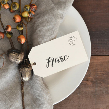 mini food icon rubber stamp for wedding table in Catalan