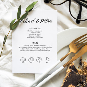 meal choice wedding menu icon stamps biterswit