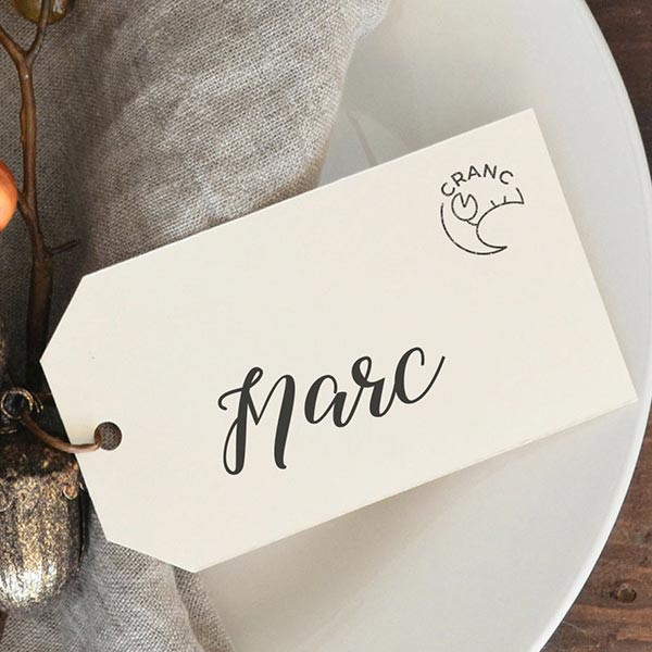mini food icon rubber stamp for wedding table in Catalan