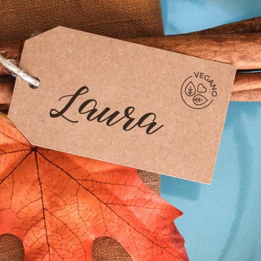 Mini stamps for wedding menu place cards (Spanish)