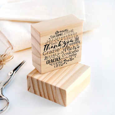 Multilingual Thank You Stamp. For handmade thank-you cards, this stamp is a game changer.