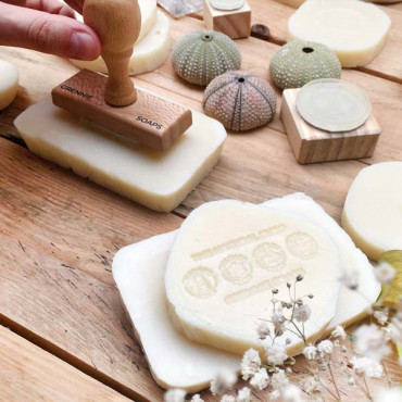 Custom soap stamp Natural Cosmetics Icons.