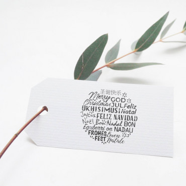 Merry Christmas Multilingual Stamp. It’s perfect for creating holiday cards that showcase different cultures