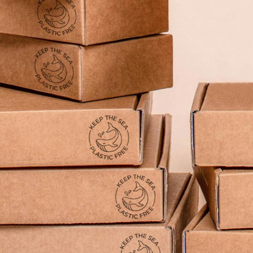 rubber stamp Keep the Sea Plastic Free - Whale version for sustainable packaging