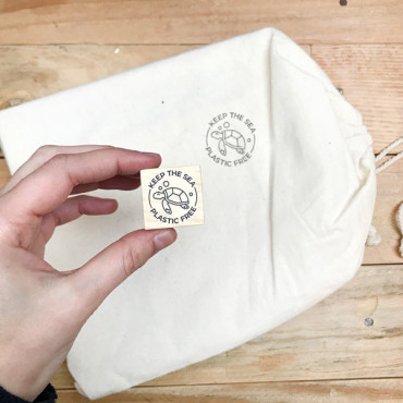rubber stamp Keep the Sea Plastic Free - Turtle version for sustainable packaging