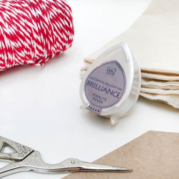 Brilliance Starlite Silver mini Stamp Pad for Paper