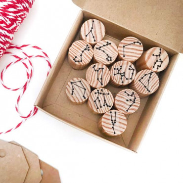 Zodiac Constellation Stamp Set - Pack of 12 Rubber Stamps for Crafting, Journaling, and Scrapbooking