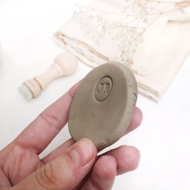 Premade ceramic logo stamp Round Serif Monogram