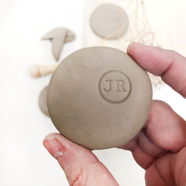 Premade clay logo stamp Round Serif Monogram
