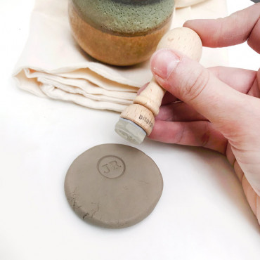 Premade pottery logo stamp Round Serif Monogram