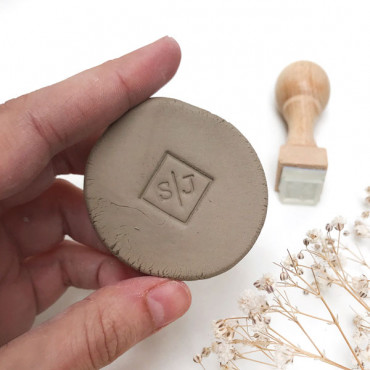 Premade pottery logo stamp Rhombus Monogram