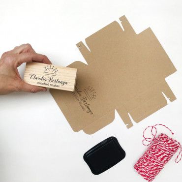 Premade logo rubber stamp Dressmaker for small brands, crochet makers and needle artists