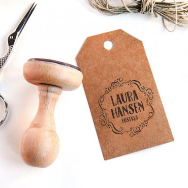 Premade logo rubber stamp Romantic Vintage for small brands, gothic and classic weddings...