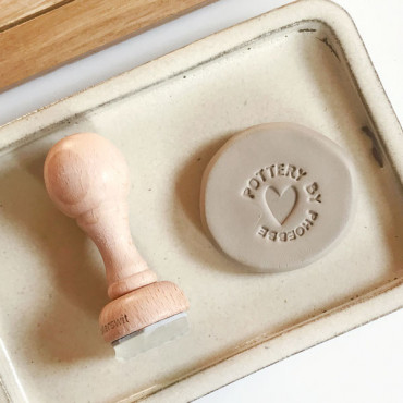 Personalized stamp to sign pottery with your name and full heart