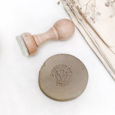 Custom clay stamp Hand-building with love - Outline version