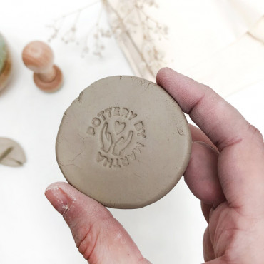 Custom pottery stamp Hand-building with love - Outline version