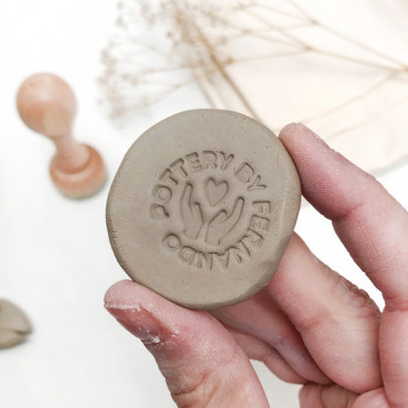 Custom stamp for pottery Hand-building with love - Full version