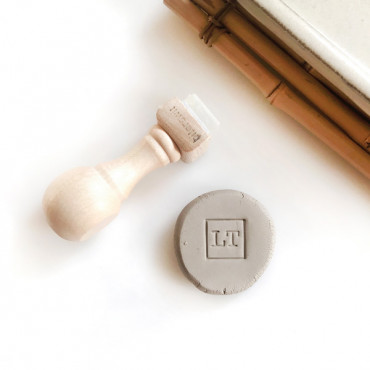 Premade pottery logo small stamp Square with monogram