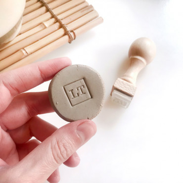 Premade pottery logo stamp Square with monogram