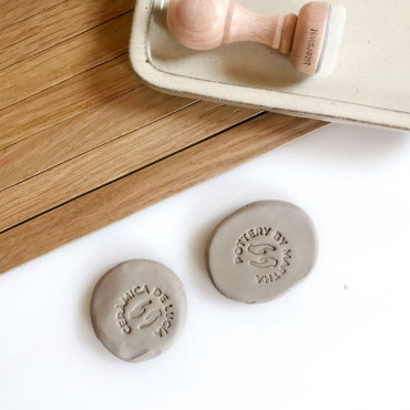 Premade logo stamp for ceramics. Handmade pottery. Version outline and solid.