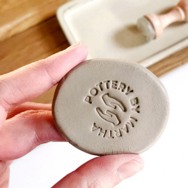 Premade logo stamp for Handmade pottery. Outline version. Size in the photo: 2,5 cm / 1 in
