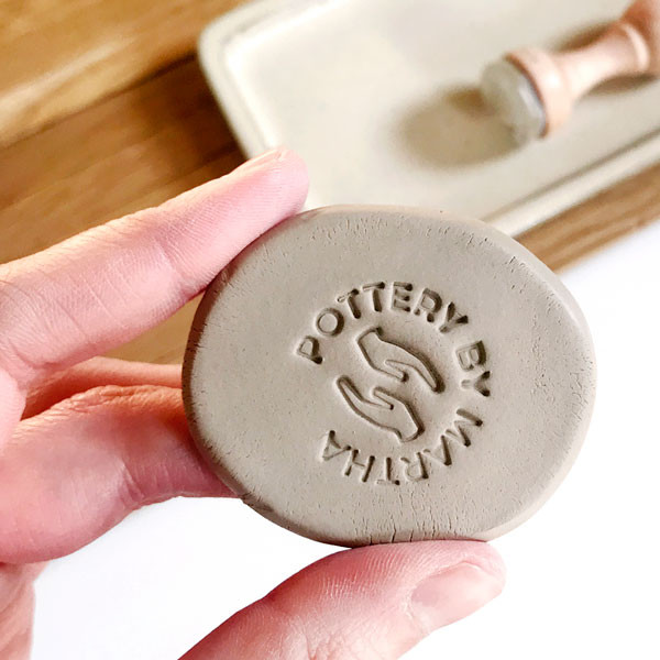 Premade logo stamp for Handmade pottery. Outline version. Size in the photo: 2,5 cm / 1 in