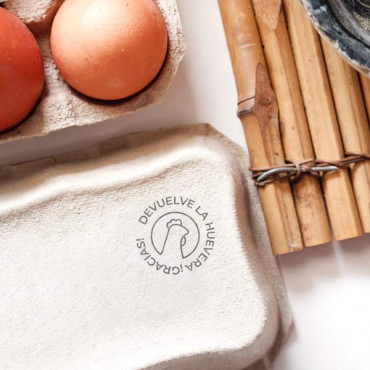 rubber stamp Return Egg Carton - Hen model in Various Languages