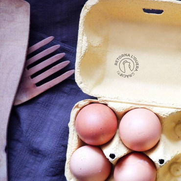 rubber stamp Return Egg Carton - Hen model in Various Languages