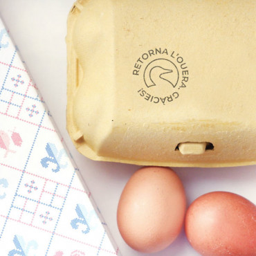 rubber stamp for egg carton "Please Return Carton" - Duck model in Various Languages