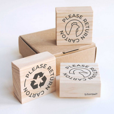 rubber stamp for egg carton "Please Return Carton" - Duck model in Various Languages