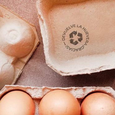 rubber stamp Recycle the Egg Carton in Various Languages