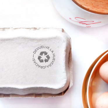rubber stamp Recycle the Egg Carton in Various Languages