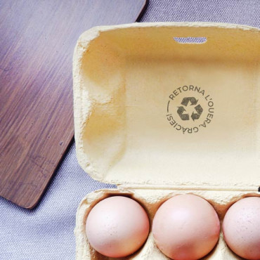 rubber stamp Recycle the Egg Carton in Various Languages