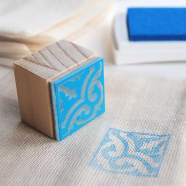 Tinta VersaCraft Cerulean Blue estampado en bolsa de algodón