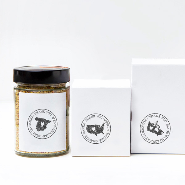 Custom thank you stamp with Country or State silhouette