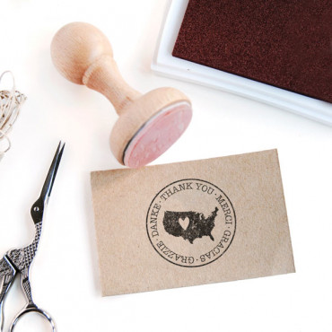 Custom thank you stamp with Country or State silhouette