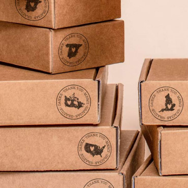 Custom thank you stamp with Country or State silhouette