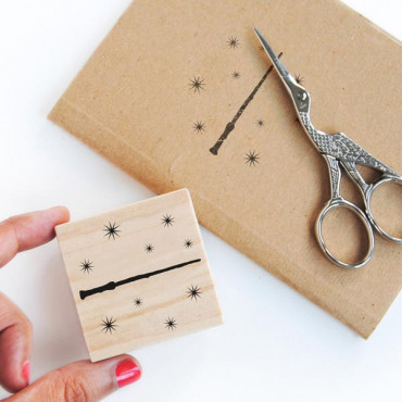 rubber stamp Magic wand with small stars