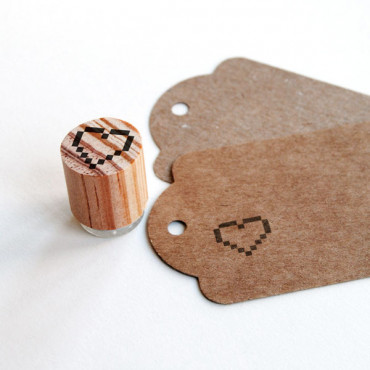 The 8-bit Pixel Heart Stamp is perfect for gamers and retro enthusiasts