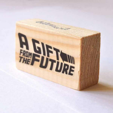 rubber stamp A gift from the future for geeky gift tags